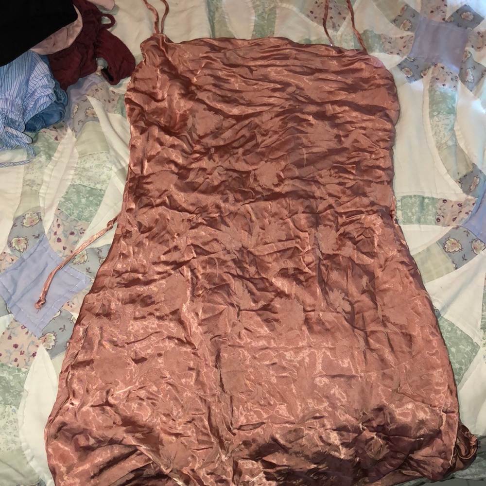 Satin floral pink cami dress